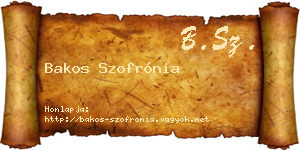 Bakos Szofrónia névjegykártya